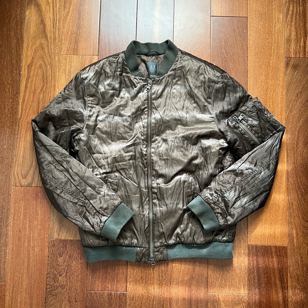 Armani Exchange Vintage Olive Green Bomber Jacket